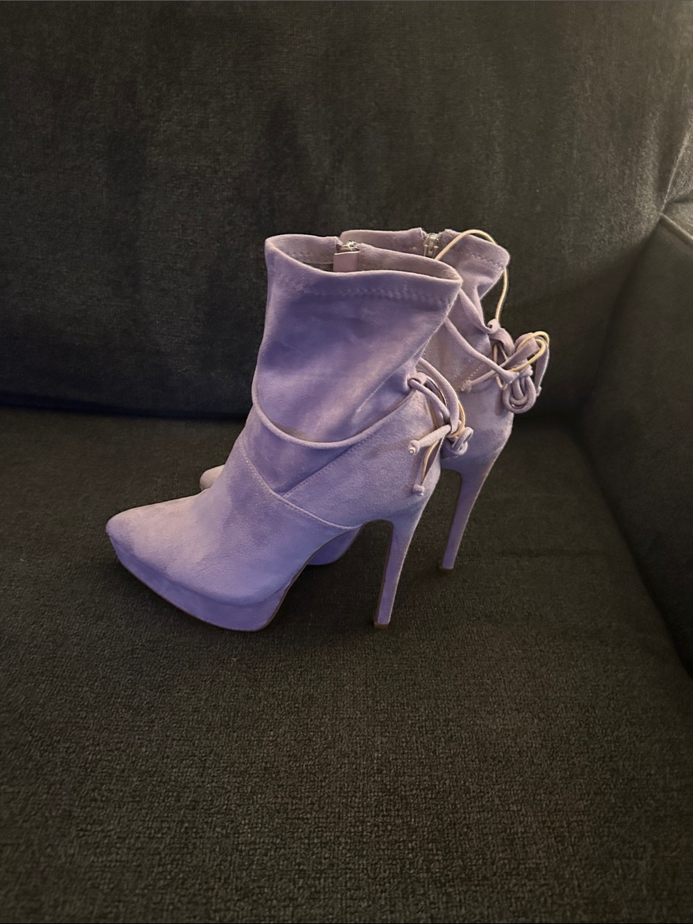 Women's Lilac Suede Stiletto Ankle Boots
